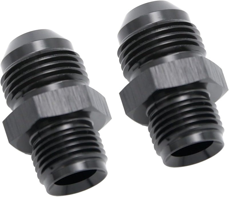 KRD PERFORMANCE Aluminum -8AN AN8 Male Flare to 5/8 x 18 Male Thread Inverted Seat Adaptor Fittings Inv Flare Connector, Black, Pack of 2 - Image 1